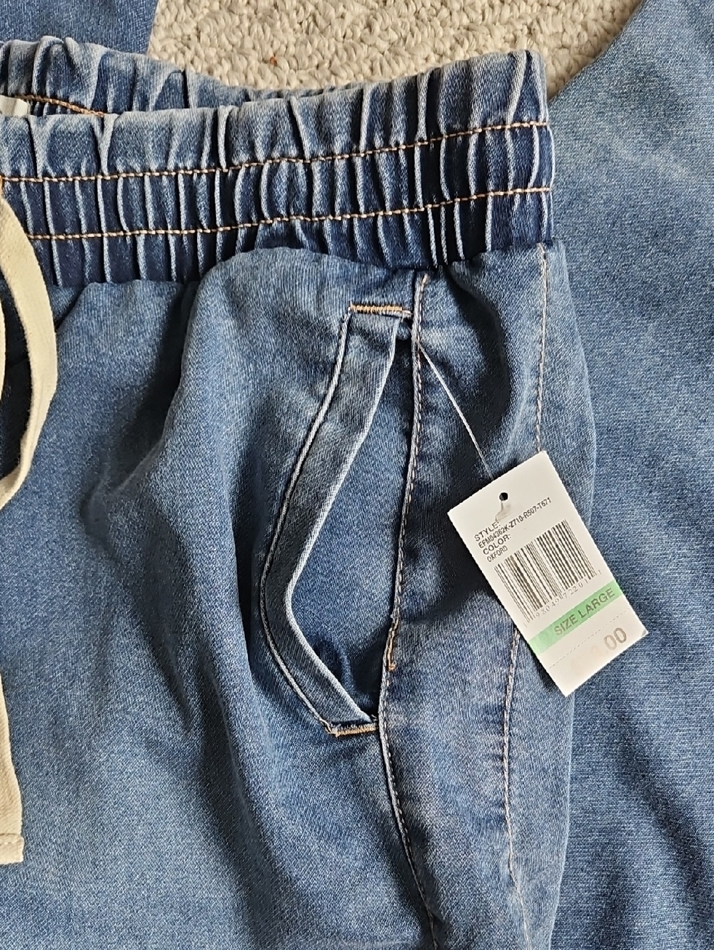 Kensie Relaxed Wide Leg Women Jeans with Drawstring - Picture 6 of 12
